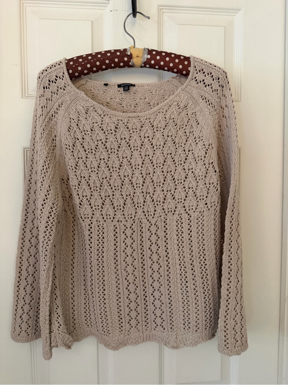 Never worn, new without taBuffalo David Bitton Open-Knit Cream roll neck.